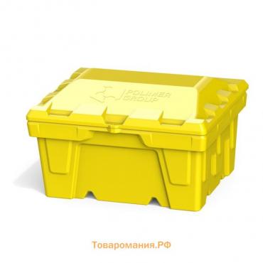 Ящик с крышкой, 250 л, для песка, соли, реагентов, цвет жёлтый