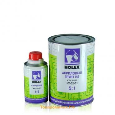 Грунт Holex акриловый, 5+1 HS, серый, без отвердителя, 0,8 л