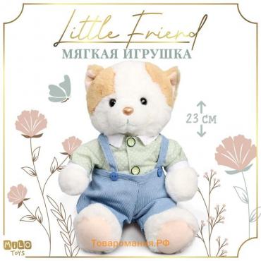 Мягкая игрушка Little Friend, котик в голубом комбинезоне, 23 см