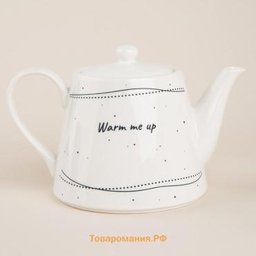 Заварочный чайник SL Home «Милый дом», 900 мл, 21×13.8×13.5 см, фарфор, белый