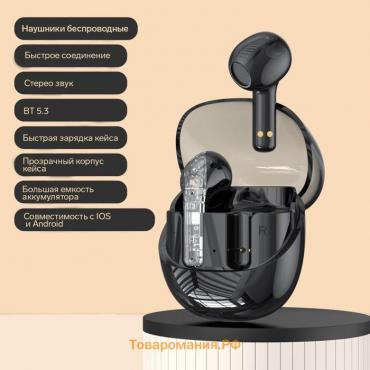 Наушники беспроводные R20, TWS, вкладыши, BT 5.3 , 30/200 мАч, шумоподавление, чёрные